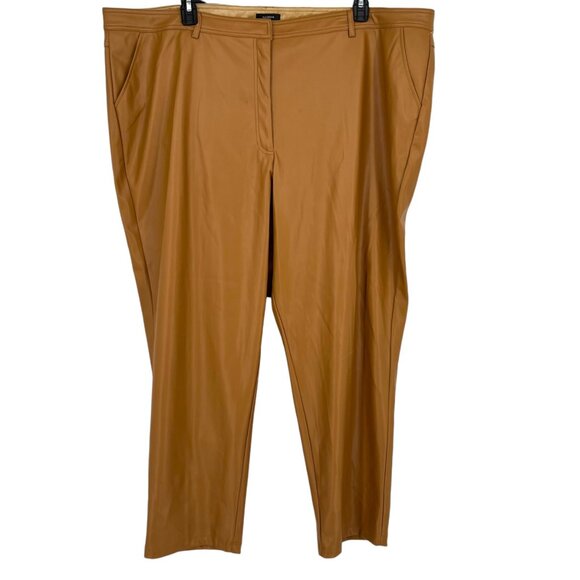 Halogen Faux Leather Pants Camel Brown Tan Size 24W NWOT - Picture 5 of 8